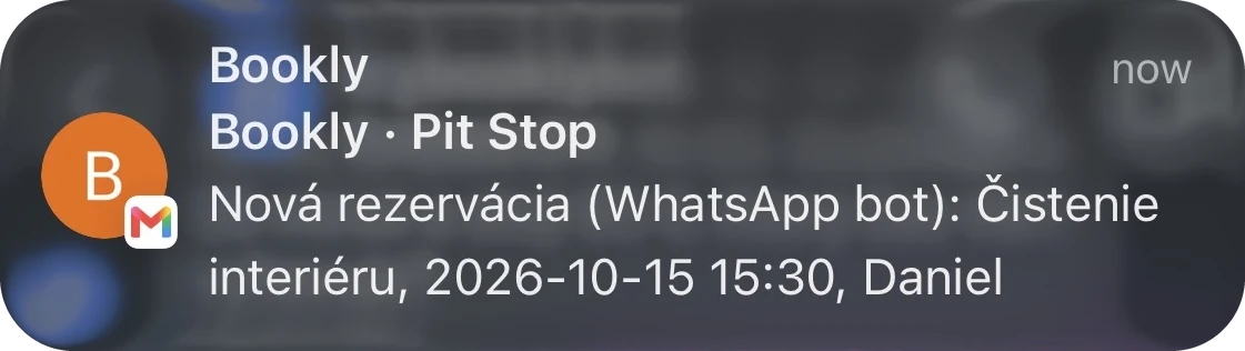 Upozornenie pre majiteľa o novej rezervácii
